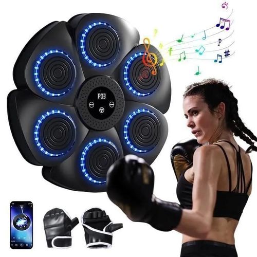 Noir - Équipement De Boxe - Prumya - Machine De Boxe Musicale - Bluetooth - Gants De Boxe - 9 Modes De Rythme