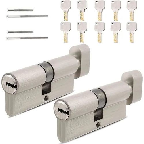 - - Lot De 2 Cylindres De Serrure 30/30, 35/35, 40/40, Avec 5 Clés, Cylindre Profilé, Double Cylindre, Clé Réversible, Convient Pour