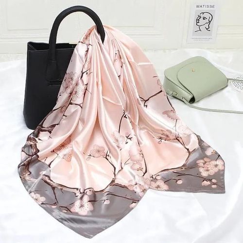 Gris - Foulard En Soie, Foulard En Soie Pour Femme Grand Foulard Carré En Satin Foulard Léger Foulard Élégant (Gris)