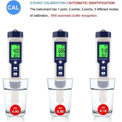 Testeur de qualité de l\'eau - DUOKON - Multifonctionnel 5 en 1 - PH, TDS, EC, Salinité, Température