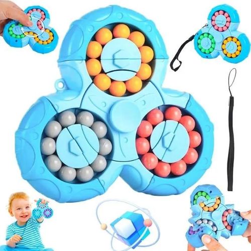 Blanc - Jouet - Cube Rotatif Magic Bean - Puzzle 3D Doigt Rotatif - Haricot Magique Rotation - Blanc