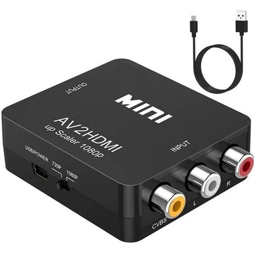 Adaptateur RCA vers HDMI,Convertisseur AV vers HDMI,3RCA AV vers HDMI Convertisseurs pour Xbox PS4 PS3 PS2 TV STB VHS Caméra DVD