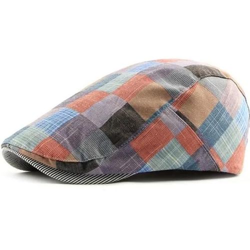 Casquette Plate Homme Coton À Carreaux Béret Hiver Vintage Rouge