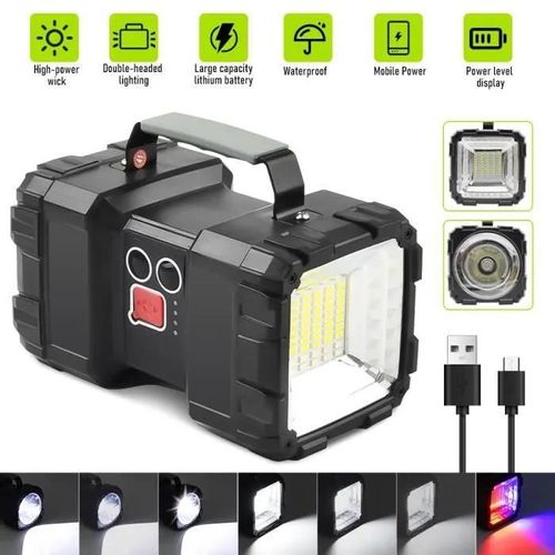 Lampe Torche Led Ultra Puissante Rechargeable USB 10000 mah Lampe de Poche Haute Puissance pour Urgence Randonnée Camping Chasse