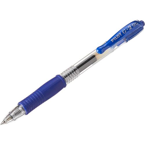 Pilot G2 Pack Of 12 Retractable Fine Point Ballpoint Pens Blue Gel Ink Plastic Barrel With Rubber Grip