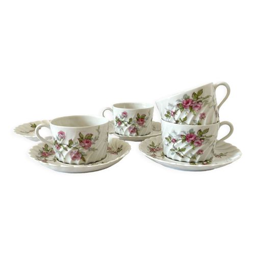 4 Tasses Et Sous Tasses En Porcelaine Sylvie Haviland Limoges Multicolore