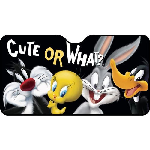 Bugs Bunny Daffy Duck Titi Sylvestre Car Front Sun Visor for Children,Aluminium Anti-Heat,130 x 70 cm,Looney Tunes,Black