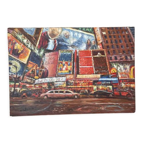 Peinture  lhuile limousine new york multicolore