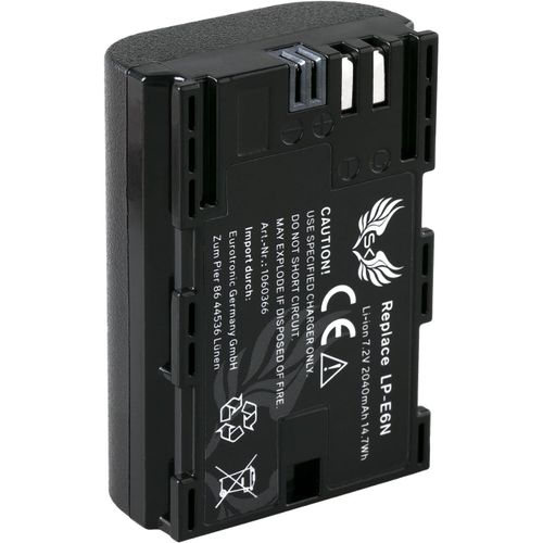 Batterie de rechange pour Canon LP-E6N // 2040 mAh // LP-E6NH LP-E6 pour Canon EOS-R EOS R Ra R5 R6 R7 5D Mark II III IV 5DS R 7D 60D 70D 80D 90D XC10 XC15