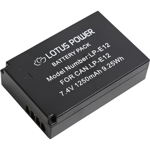 LP-E12 Batterie 7,4V 1250mAh Haute Capacité, Batterie de Remplacement LPE12 pour Caméra Canon EOS M/EOS M100 / EOS M200 / EOS M50 / EOS M50 Mark II/EOS 100D / PowerShot SX70 HS