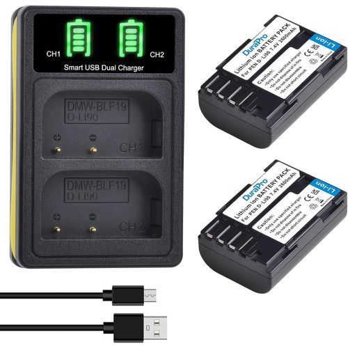 2X 2600mAh Batterie D-LI90 + Double Chargeur USB intégré à Del avec Port de Type C pour pour Pentax K-01, K-1, K-1 II, K-3, K-3 II, K-3 III, K-5, K-5 II, K-5 IIs, K-7, 645D,645Z