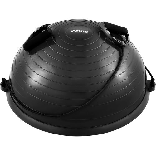 Balance Ball Pink/Blue/Grey/Black With Exercise Bands And Foot Pump,Half Inflatable Yoga Ball Gym Equipment For Home Workout Exercise Board And Cushion.[W296]