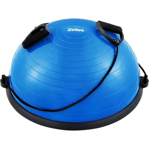 Balance Ball Pink/Blue/Grey/Black With Exercise Bands And Foot Pump,Half Inflatable Yoga Ball Gym Equipment For Home Workout Exercise Board And Cushion.[W295]