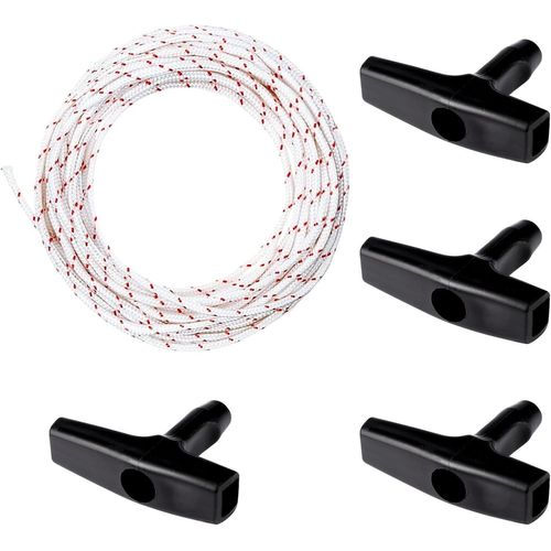 10 Mètres Ø3mm Corde de Démarrage Tondeuse à Gazon avec 4 Poignée de Démarrage Corde de Lanceur Tondeuse Adaptée aux Tondeuses à Gazon,Tronçonneuses,Coupe-Bordures,Débroussailleuses