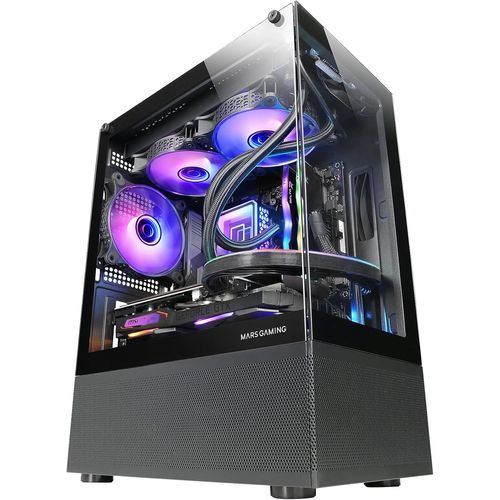 Mc-Se, Boîtier Pc Micro-Atx, Face Avant Latéraux Verre Sans Cadre, Design Inférieur Avec Technologie Airtech Mesh, Mini Tour Gaming Double Chambre, Support Refroidissement Liquide[HUB6110782]
