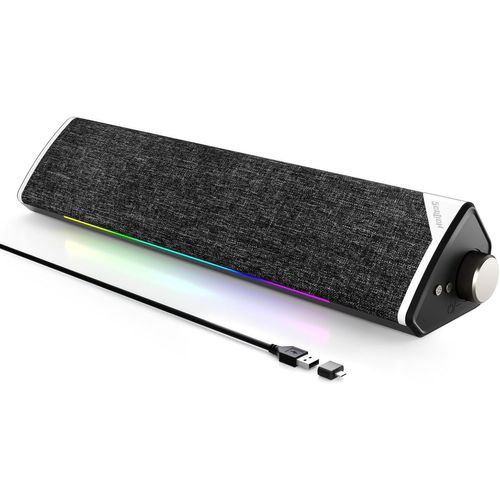 R60 Enceinte Pc Usb Bluetooth 5.3 Haut Parleur 12W Barre De Son Pour Ordinateur, Portable, Moniteur, Jeu, Alimentés Par Usb, Avec Jack 3.5Mm Aux, Conception De Tissu À La Mode[HUB6110777]