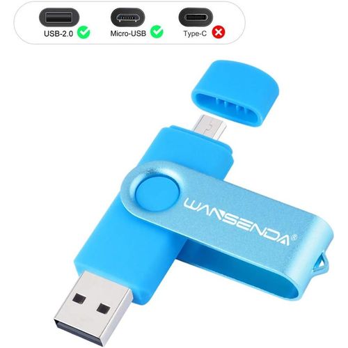 Otg Clé Usb Pour Pc/Tablette/Mac/Micro Port Android Téléphone Samsung Galaxy S7/S6/S5/S4/S3, Note5/4/3/2, A7/A8/A9, C5/C7, Lg V40, G4, Q7, Lg Stylo3 Bleu/Violet 128 Go[HUB6110399]