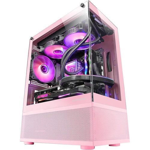 Mc-Se, Boîtier Pc Micro-Atx, Face Avant Latéraux Verre Sans Cadre, Design Inférieur Avec Technologie Airtech Mesh, Mini Tour Gaming Double Chambre, Support Refroidissement Liquide[HUB6110797]