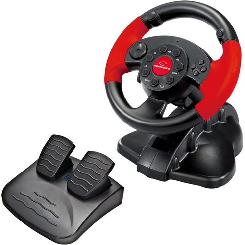 Volant De Jeux Vidéo Avec Pédales D'accélération/De Frein Ps2/Ps3/Pc Noir[Hub6110406]
