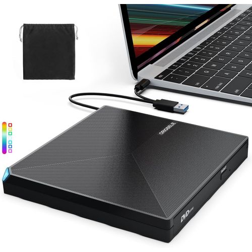 Graveur Dvd Externe Usb 3.0 Type-C, Plug And Play Cd/Dvd +/-Rw Drive, Mince Lecteur Cd Dvd Externe Pour Pc Portable De Bureau Imac Macbook Pro/Air Windows 11/10/8/7/Xp Linux Mac Os[HUB6110419]