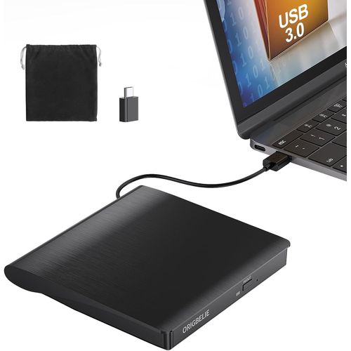 Lecteur Cd Externe Usb 3.0 Et Type-C Portable Cd/Dvd +/-Rw Graveur Dvd Externe, Ultra Mince Lecteur Dvd Externe Pour Pc Laptop Desktop Imac Macbook Pro/Air Windows 11/10/8/7/Xp Lin[HUB6110425]