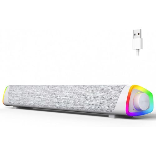 R30 Plus Enceintes Pc, Haut-Parleur D'Ordinateur Alimenté Par Usb, Bluetooth 5.3, Barre De Son Pour Pc, Lumières Led, Enceintes D'Ordinateur Pour Laptop,Tablette,Smartphone Pas Au[HUB6110889]