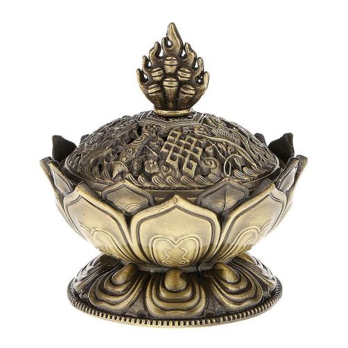 Lotus Smoke Cone Holder Stove Reverseur Encensoir Décor-bronze