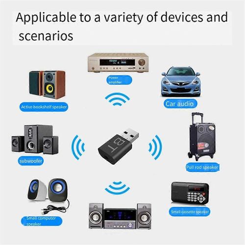 3Pcs 2 en 1 USB Bluetooth 5.0 Récepteur Audio Émetteur Adaptateur USB Bluetooth avec câble audio 3.5mm Plug and Play