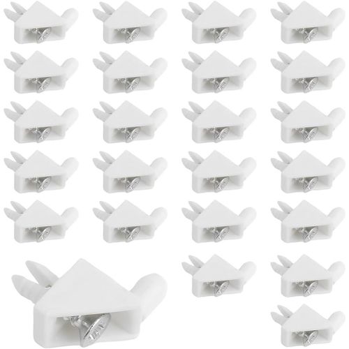 anwxai-24 Pièces Support Étagère Blanc Avec 24 Vis Compatible Avec Ikea Pax Komplement Rechange Taquet Étagère Fixation Cheville Pour Armoire De Cuisine,Bibliothèque,Armoire,Armoire De Meubles