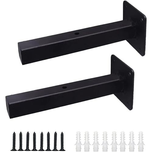 Anwxai-Equerre Etagere 2 Pièces Etagere Murale Fixation Invisible Equerre Metal Noir Equerre Fixation D'étagère Mural Rétro Equerre Pour Tablette Murale Chambre Cuisine Salle De Bain