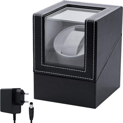 Anwxai-Watch Winder Boîte De Remontoir Demontre Automatique Pu Cuir Simple Affichage Demontre Automatique Stockage Demontre Ecrins Pourmontres Automatiquesmoteur Silencieux Avec Prise Ue-Noir