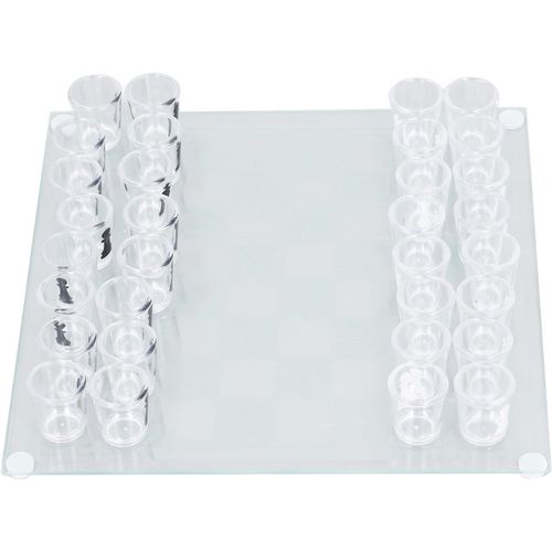 anwxai-Jeu D'Échecs Avec Verre À Liqueur,Jeu D'Échecs Et De Verre À Vin,Jeu À Boire,Échiquier Avec Pièces D'Échecs En Verre À Liqueur 22,5X22,5cm