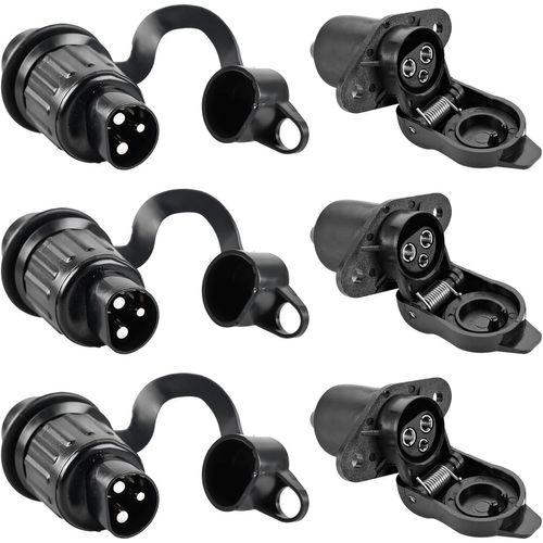 anwxai-Lot De 3 Prises À 3 Broches,Prise De Remorque,Prise 3 Pôles 12 V,Tracteur,Prise 12 V,Prise PourMachine Agricole EtMachine De Construction
