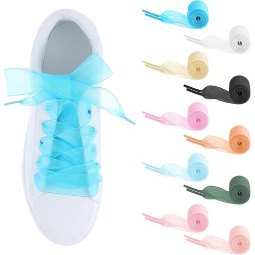 Anwxai-Lot De 10 Paires De Lacets En Satin-Lacets Plats Colorés-Large Ruban-Lacets De Rechange Pour Enfants Et Femmes-Lacets Plats En Organzamulticolores Pour Chaussures De Sport Et De Course
