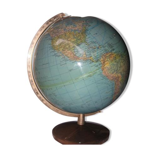 Globe terrestre ancien annes 60 multicolore