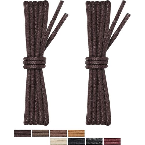 Anwxai-2 Paires De Lacets Ronds Cirés De 3mm Fins Pour Homme-Lacet En Cuir Pour Chaussures De Ville,Chaussures Habillées Et Bottines