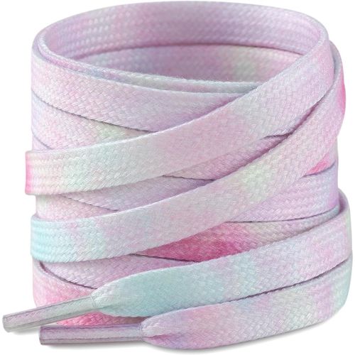 Anwxai-Lacets Plats Tie-Dye [ 2 Paires ] 8mm De Qualité Supérieure Lacets Colorés Pour Chaussures De Sport,Chaussures De Ville
