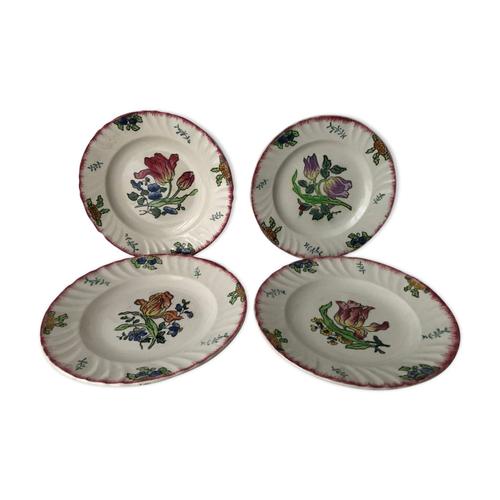 4 Assiettes Longwy Multicolore