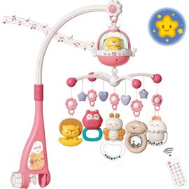 Meimieshop-Mobile Musical À Clipser Pour Berceau De Bébé Avec Musique Et Lumière,Fonction Projecteur Et Télécommande,Cadeau De Nouveau-Né De 0 À 12 Mois,Mobile À Clipser(Rouge)