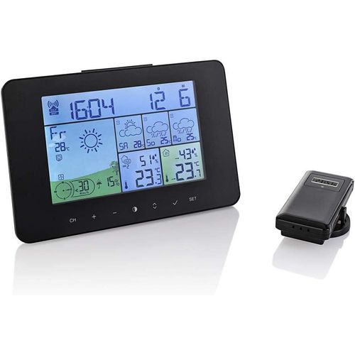 meimieshop-Satelliten-Wetterstation Color Station Météo Sans Fil Avec Prévisions 4 Jours,Assistée Par Satellite,Capteur Extérieur,Thermomètre,Humidité,Force Du Vent,Direction Uvm