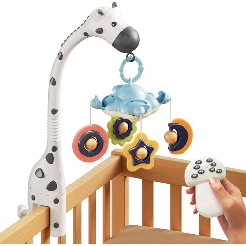 Meimieshop-Mobile Musical Lit Bébé,Jouet 3 En 1 Avec Télécommande,Projection De Veilleuse,Musique Et Bruit Blanc,Muet Spin Moteur Pépinière Jouets Sensoriels Pour Bebe Garçon Fille Cadeau De Noël