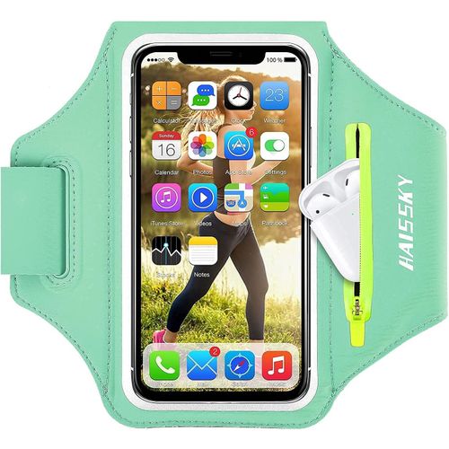 Meimieshop-Brassard De Sport Avec Airpods Clé De Voiture Poche Zippée,Brassard De Téléphone Résistant À L'eau Pour Iphone 15/14/14 Pro Max/13 Pro/12 Pro Max/Xr/Xs Smartphone Running Brassard 6.8