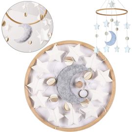 Meimieshop-Mobile Musical Berceau Bébé,Mobile Bébé En Bois Mobile Lit Bébé Cloche,Lit Bébé Mobile,Mobile Bébé Bois,Mobile Bois Lit Bébé,Mobile Lit Bébé,Carillon Éolien Bébé Avec Nuages ¿¿Étoiles