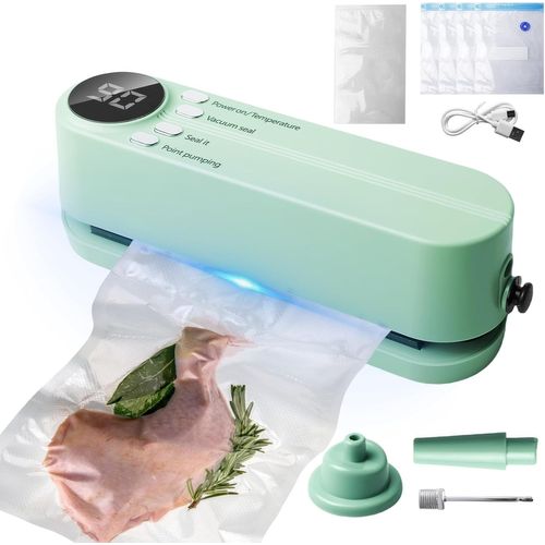 meimieshop-Mini Machine À Souder Sous Vide Portable 60 Kpa Avec 3 Niveaux De Température,4 Sacs,1 Adaptateur De Gonflage,1 Adaptateur D'Aspiration D'Air,Appareil De Soudage Pour Le Stockage Des Aliments