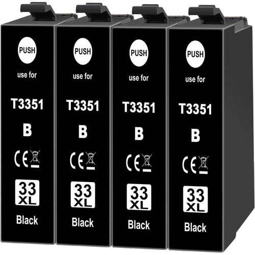 meimieshop-4X 33Xl Noir Cartouche D'Encre Compatibles Avec Epson 33Xl Bk 33 Xl Pour Epson Expression Premium Xp-530 Xp-540 Xp-7100 Xp-900 Xp-630 Xp-635 Xp-640 Xp-645 Xp-830
