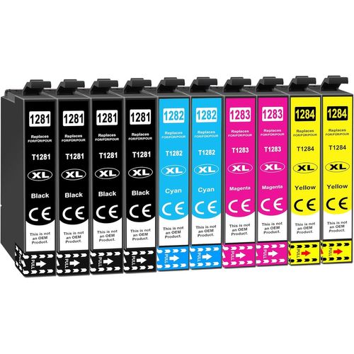 meimieshop-T1285 Cartouche D'Encre Compatible Pour Epson T1281 T1282 T1283 T1284 Avec Epson Stylus Sx125 Sx130 Sx230 Sx235W Sx420W Sx425W Sx435W Bx305F Bx305Fw(10 Pack)