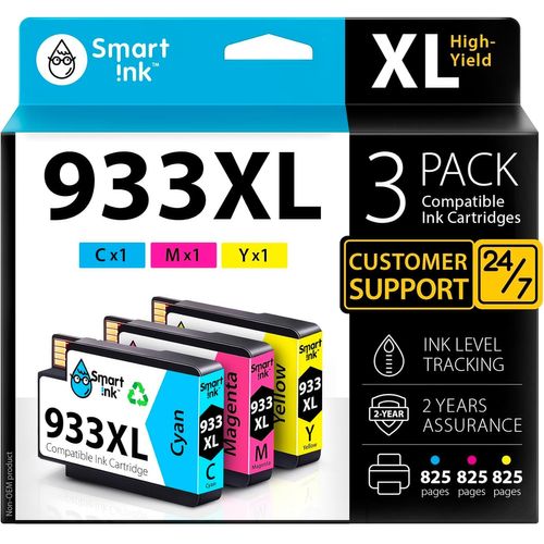 meimieshop-Cartouches D¿Encre Compatibles Alternative Pour Hp 932Xl/933Xl 932 933 Pack De 3(Black Cyan Magenta Jaune) Avec Système De Puce Avancée Pour Officejet 6600 6100 6700 7110 7610 7612