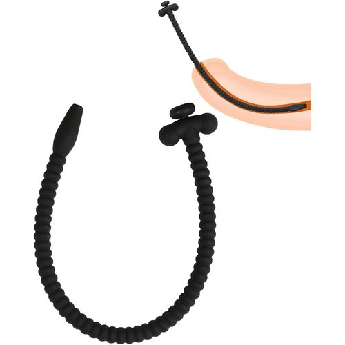 Meimieshop-Silicone Urétral Sons Jouets Sexuels 10 Pouces Mâle Masturbation Tige Pénis Prostate Masturbation Dilatateur Urinaire Avec Prise Stimulation De La Vessie Pour Hommes(L,Noir)