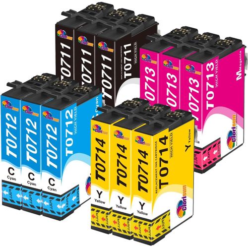 meimieshop-T0715 Multipack Cartouche Pour Epson T0711 T0712 T0713 T0714 T0715 Pour Epson Stylus Sx400 Sx218 Sx510W Sx205 Sx105 Dx8450 Sx115 Sx110 Sx415 Sx515W Sx215 Dx5050 Dx7450 Dx4400 Sx200(12 Pack)
