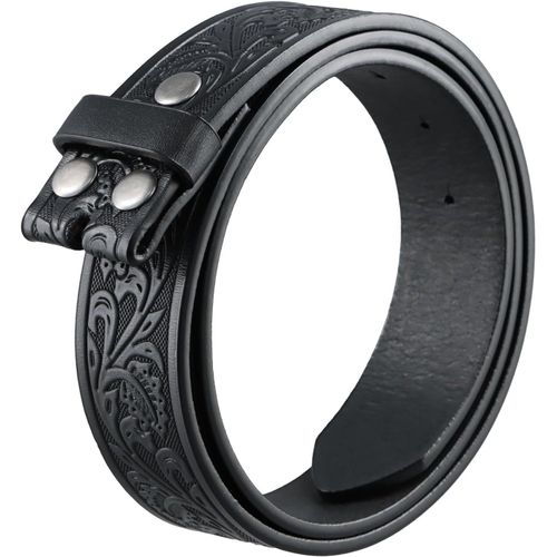 Meimieshop-Wisebom Ceinture Western En Cuir Pour Homme Femme,3.7cm×120cm Mode Rétro Ceinture Cuir Véritable Avec Boucle Réglable,Ceinture Western Cuir Gaufré Peut Être Associé À Des Jeans Et Des Jupes